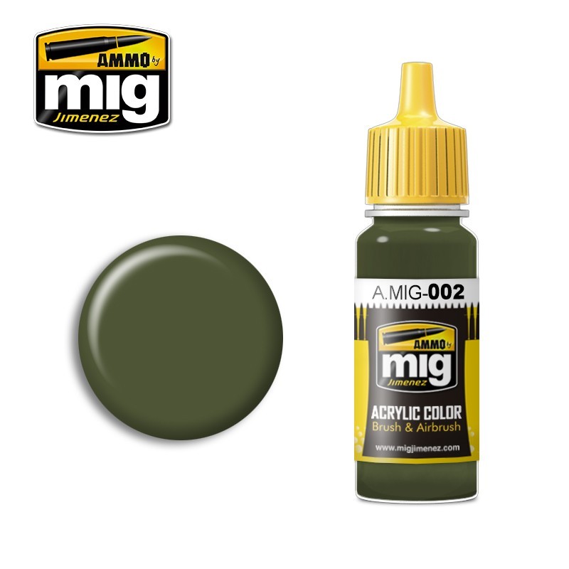 Краска акриловая Оливково-зеленая №2, RAL 6003 (Ammo Mig) (17ml)