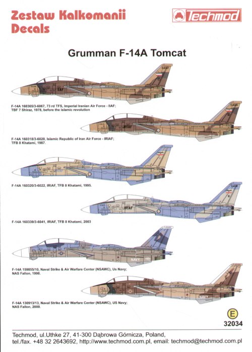 Декаль 1/32 Grumman F-14A Tomcats (6)  (Techmod)