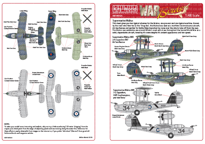 Декаль 1/48 Supermarine Walrus Mk.I (Kits-World)