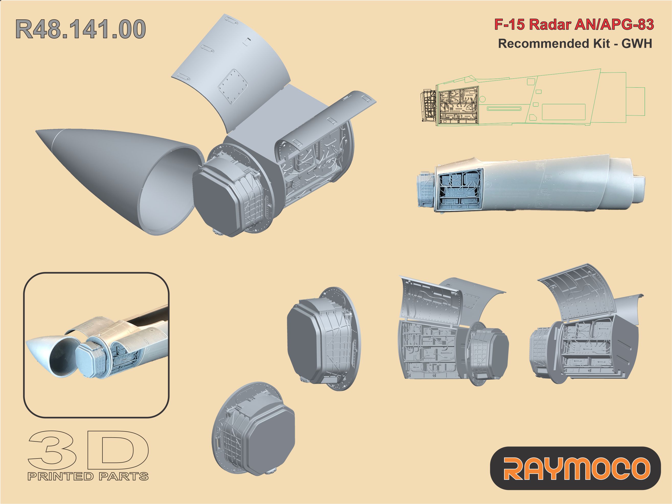 Дополнения из смолы 1/48 F-15 Radar AN/APG-83 (Raymoco)