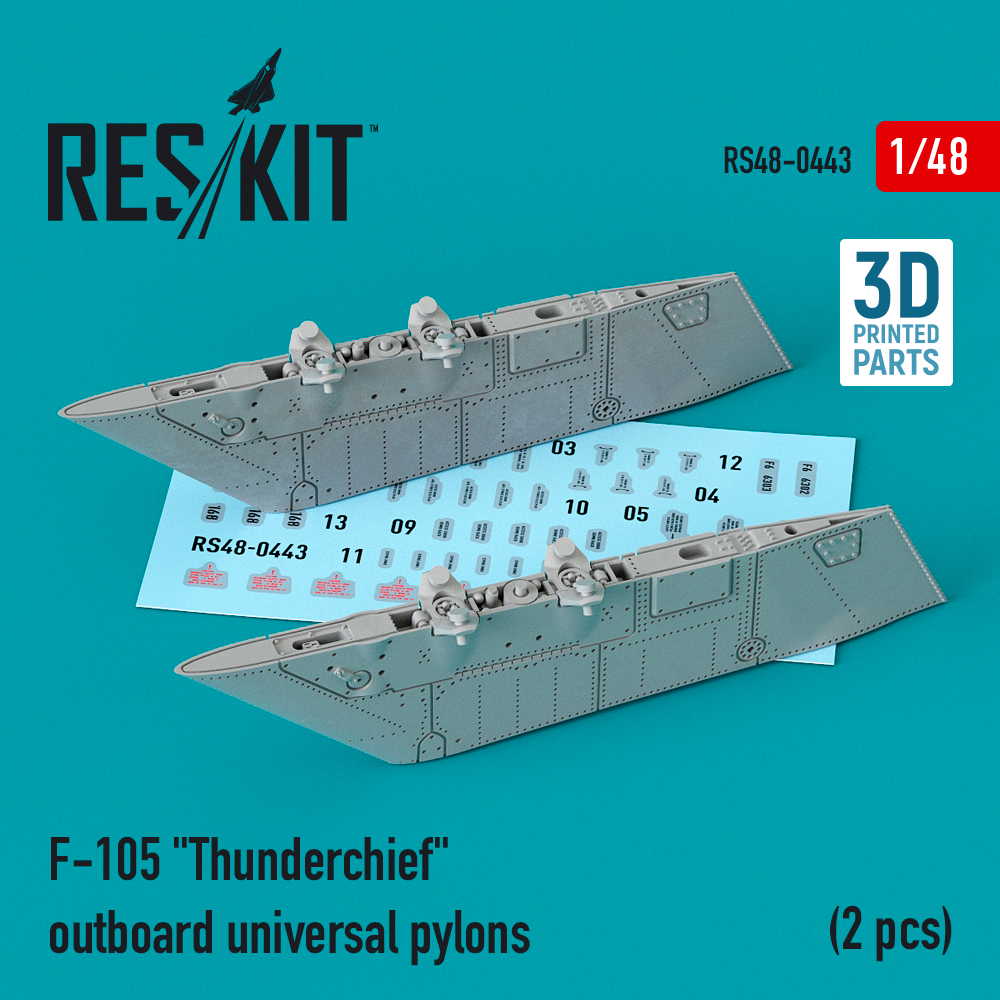 Дополнения из смолы 1/48 Republic F-105D/F-105G Thunderchief outboard universal pylons (2pc (ResKit)