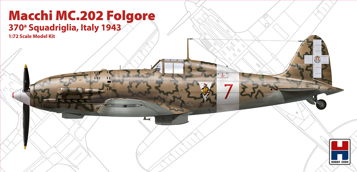 Сборная модель 1/72 Macchi C.202 Folgore 370a Squadriglia, Italy 1943 (ex Hasegawa) (Hobby 2000)