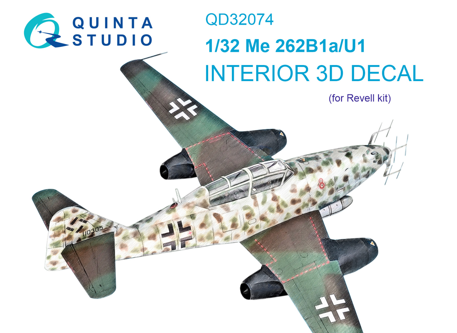3D Декаль интерьера кабины Me 262B1a/U-1 (Revell)