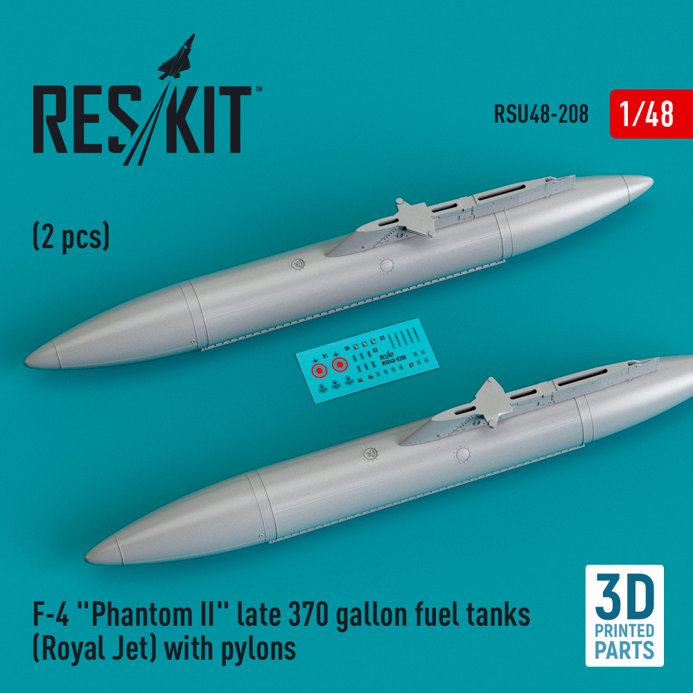 Дополнения из смолы 1/48 McDonnell F-4 Phantom II late 370 gallon fuel tanks (Royal Jet)(ResKit)