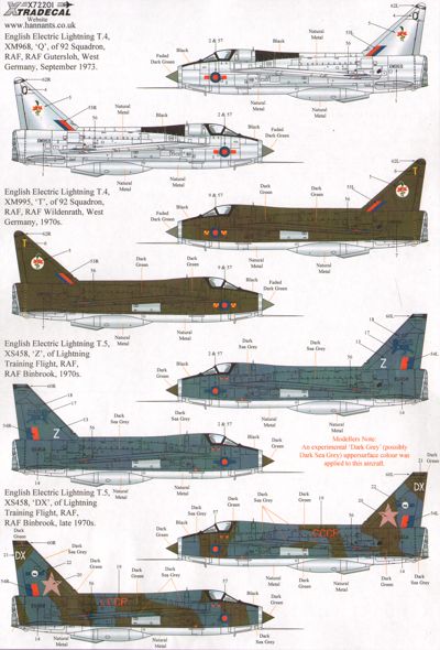 Декаль 1/72 BAC/EE Lightning T.4/T.5 Part 2 (11) (Xtradecal)