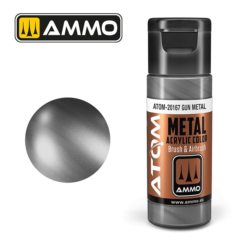 Краска акриловая ATOM METALLIC Оружейный металл (Ammo Mig) (20ml)