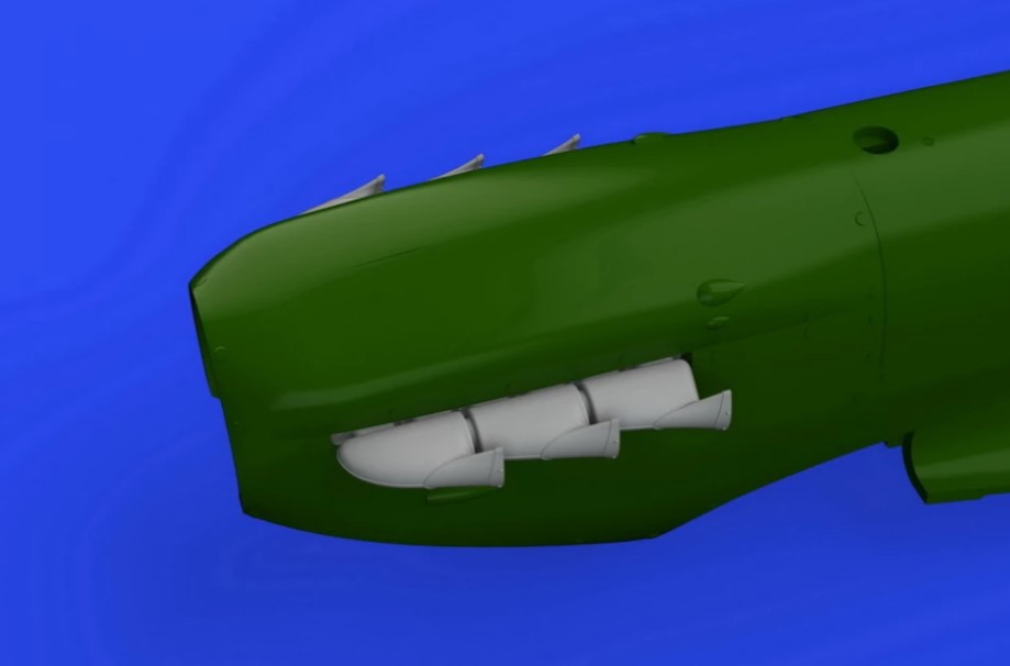 Дополнения из смолы 1/48 Выхлопные патрубки (fishtai) Supermarine Spitfire Mk.V (для модели Eduard)