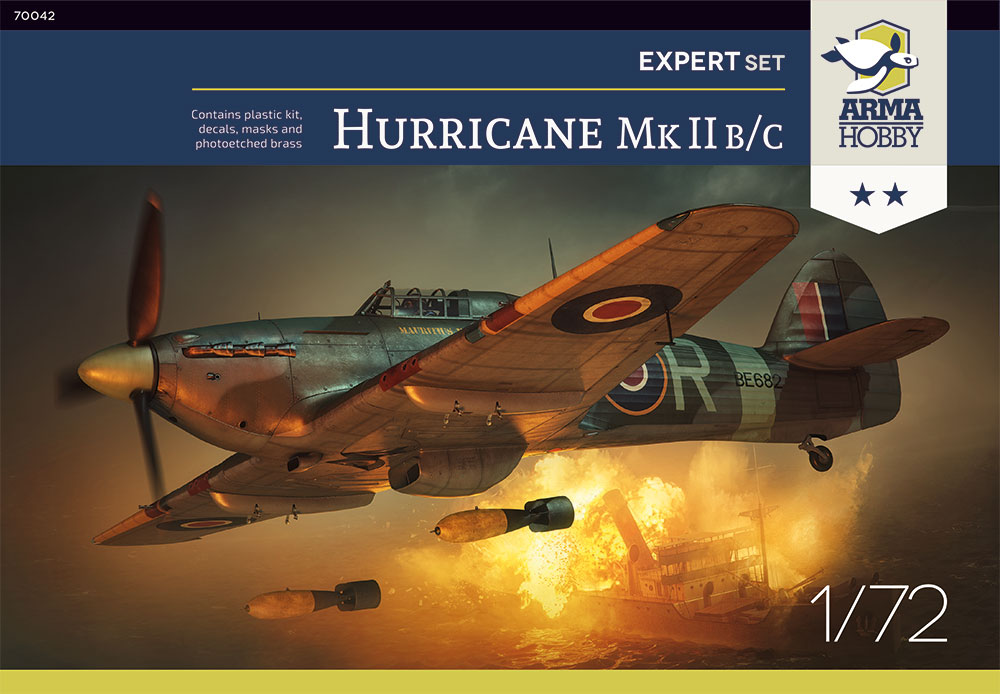Сборная модель 1/72 Hawker Hurricane Mk.IIb/c Expert Set (Arma Hobby)
