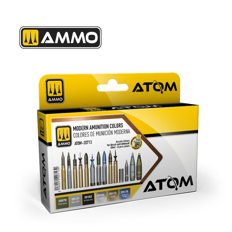 Набор акриловых красок ATOM Современные цвета амуниции 20 ml x 6 (Ammo Mig) 