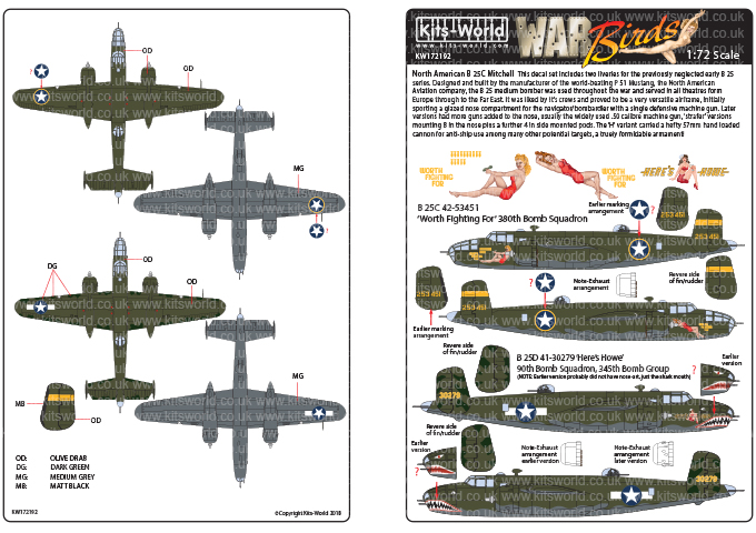 Декаль 1/72 North-American B-25C Mitchell (Kits-World)