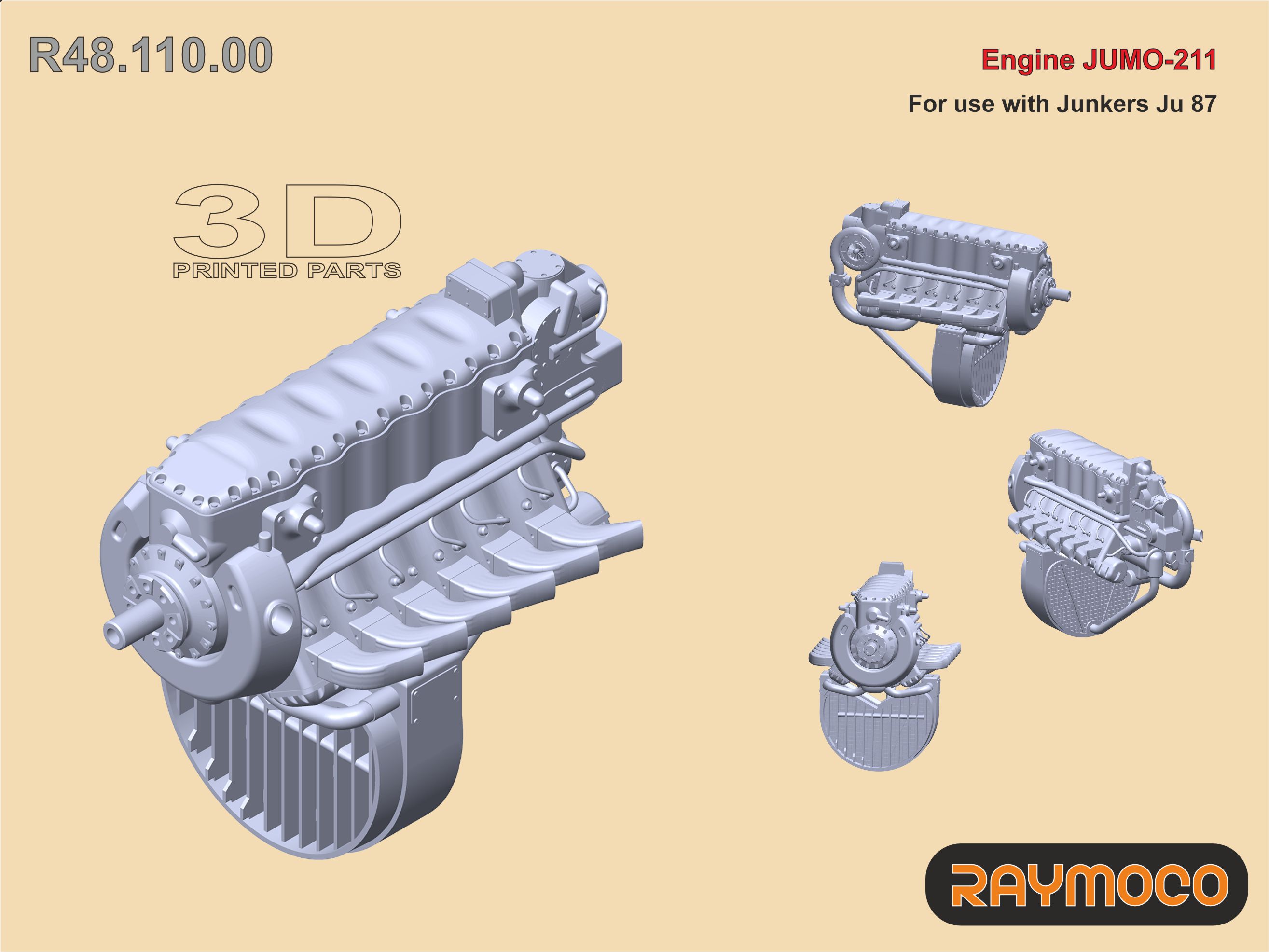 Дополнения из смолы 1/48 Engine JUMO211 (Raymoco)