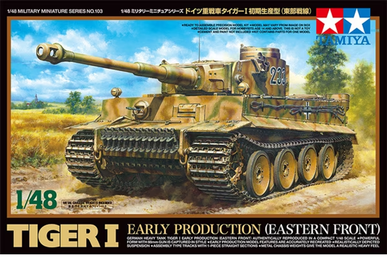 Сборная модель 1/48 Немецкий тяжелый танк Tiger I раннего производства (Восточный фронт) (Tamiya)