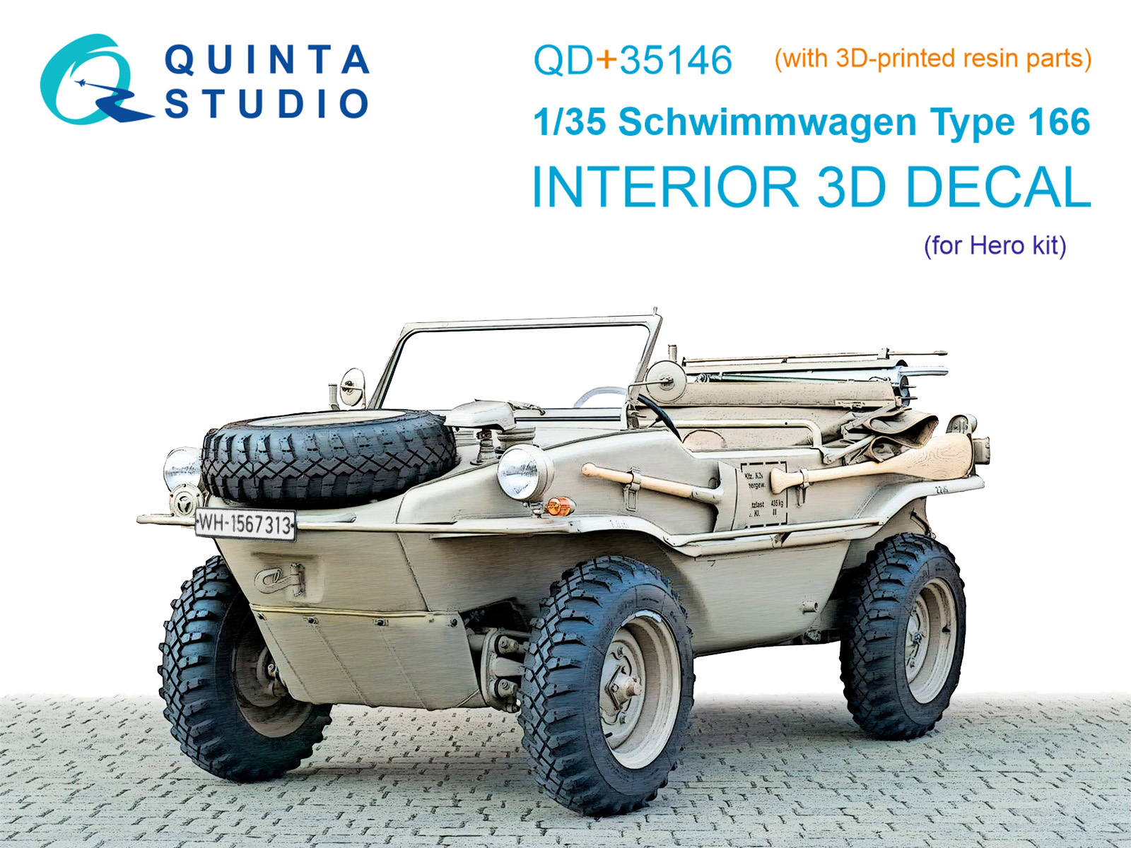 3D Декаль интерьера кабины Schwimmwagen Type 166 (Hero) (с 3D-печатными деталями)