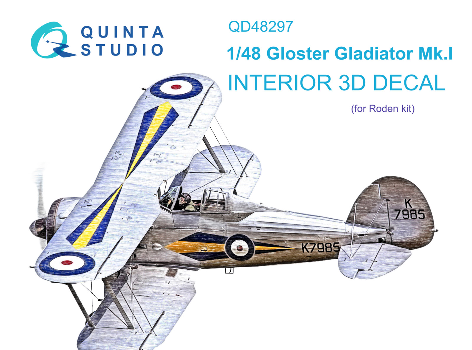 3D Декаль интерьера кабины Gloster Gladiator MKI (Roden)
