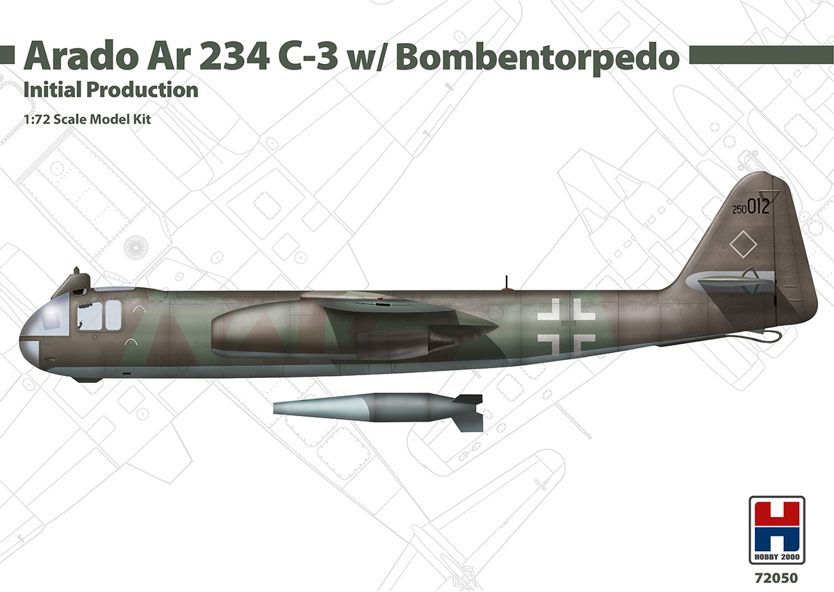 Сборная модель 1/72 Arado Ar-234C-3 with Bombentorpedo Initial Production - ex-DRAGON (Hobby 2000)