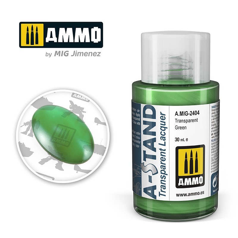 Прозрачный лак A-STAND Transparent Green(Ammo Mig) (30ml)