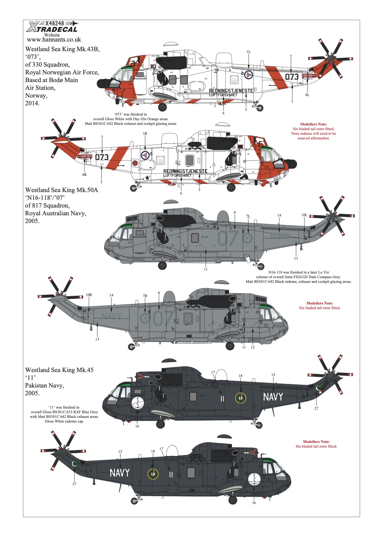 Декаль 1/48 Westland Sea King Collection Pt6 (5) (Xtradecal)