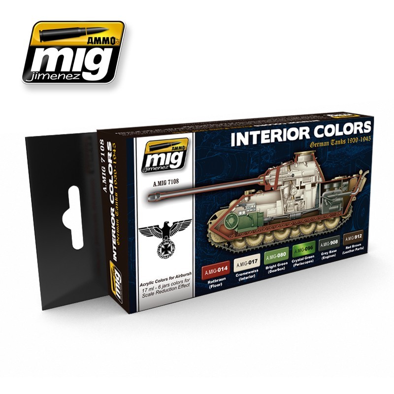 Набор акриловых красок Interior Colors: German Tanks 1939-1945 (Ammo Mig) (6x17ml)