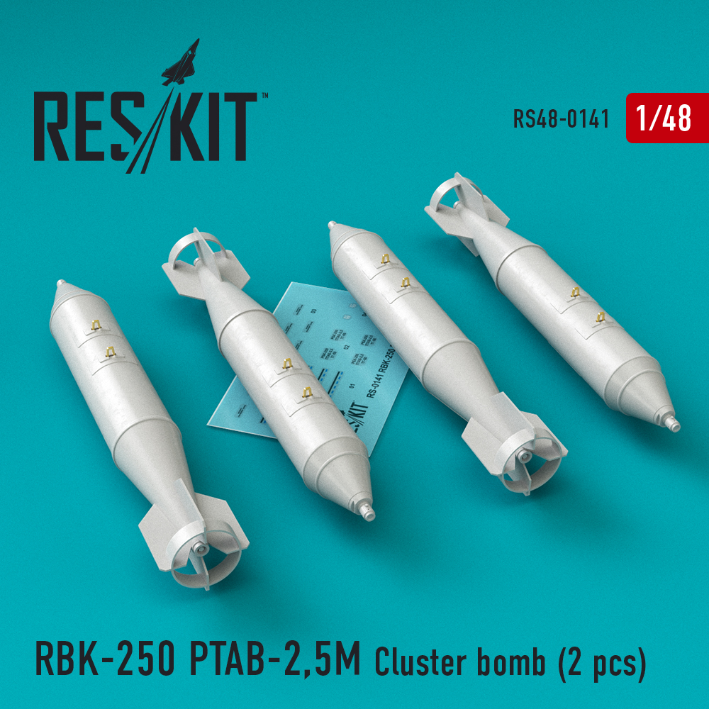 Дополнения из смолы 1/48 RBK-250 PTAB-2,5M Cluster bomb (4 pcs) (ResKit)