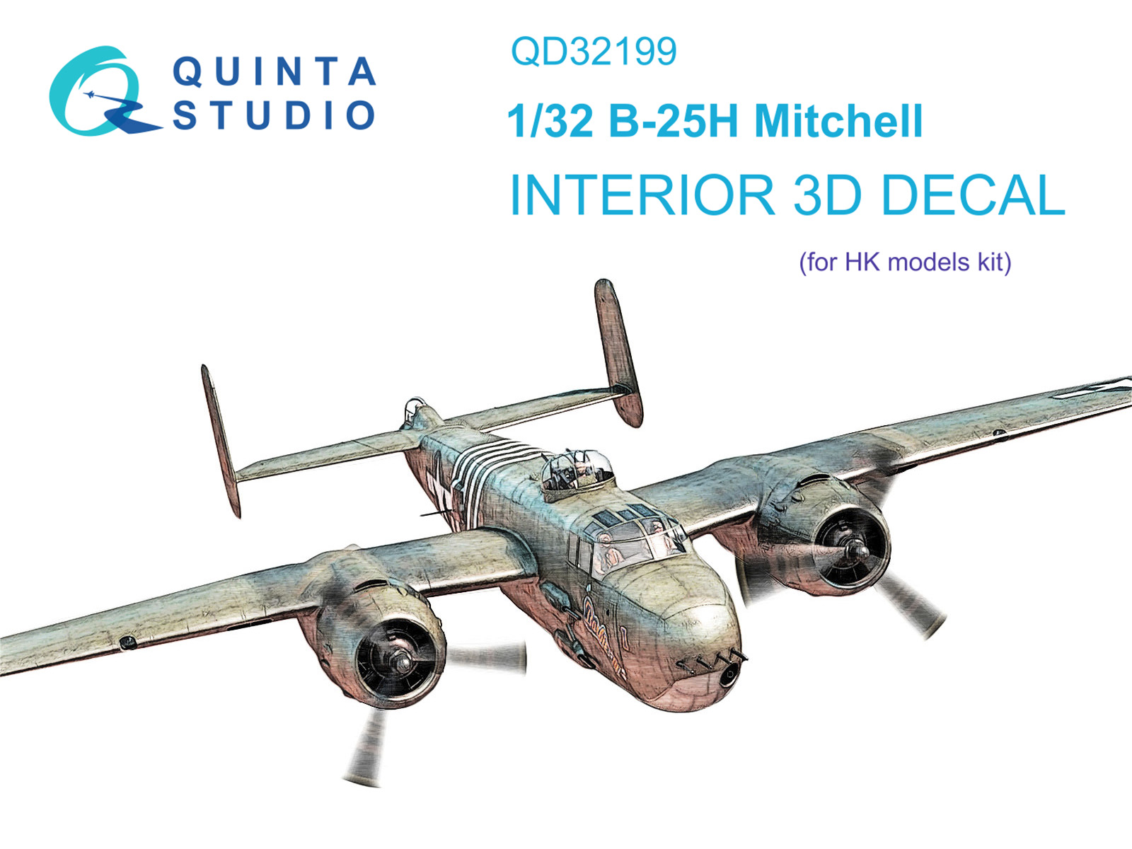 3D Декаль интерьера кабины B-25H Mitchell (HK models)