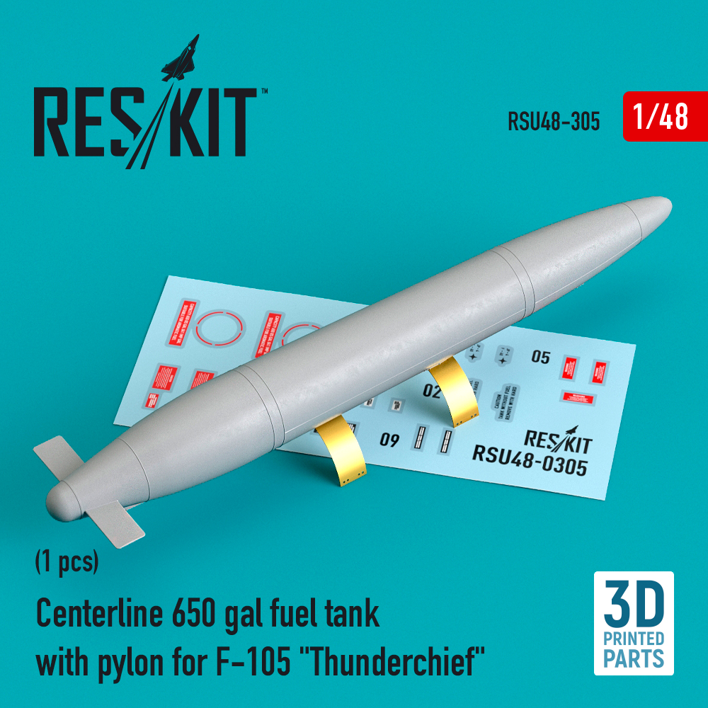 Дополнения из смолы 1/48 Centerline 650 gal fuel tank with pylons for Republic F-105D/F-105G(ResKit)