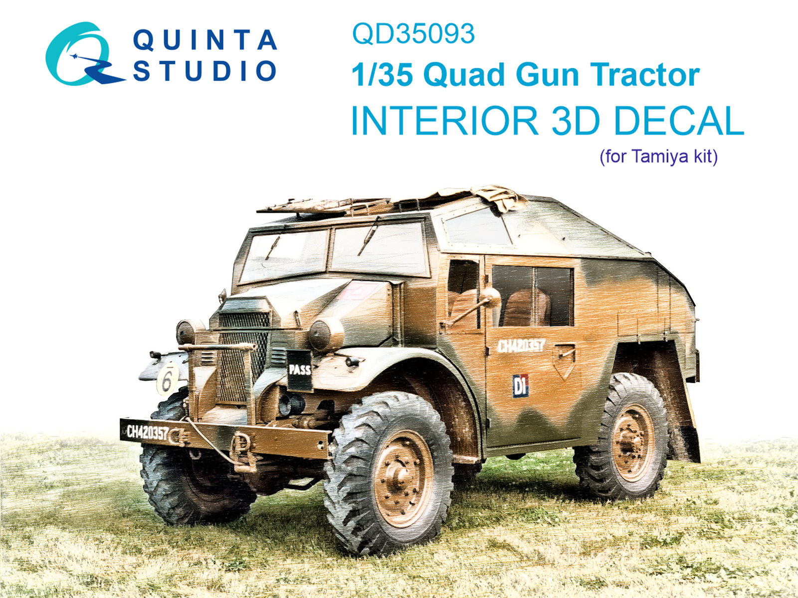 3D Декаль интерьера кабины Quad Gun Tractor (Tamiya)