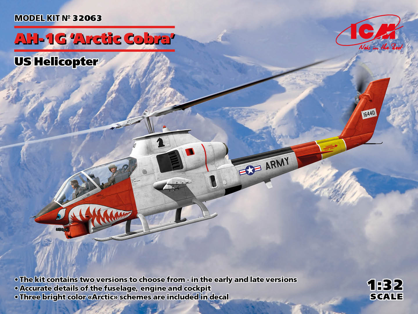 Сборная модель 1/32 Bell AH-1G 'Arctic Cobra', US Helicopter  (ICM)