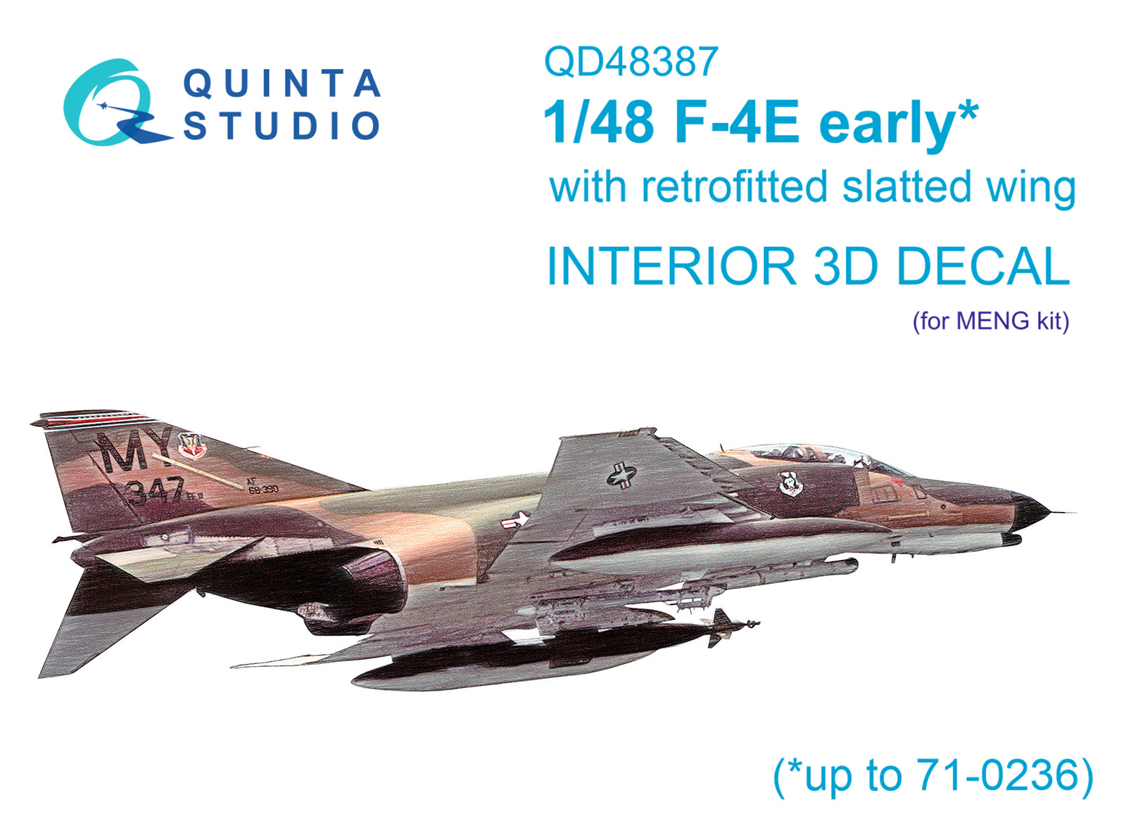 3D Декаль интерьера кабины F-4E early с установленным предкрылком крыла (Meng)