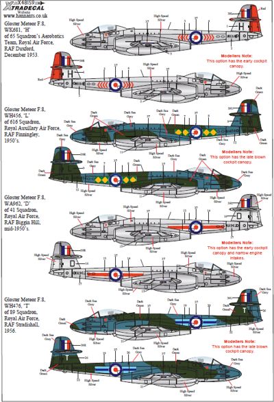 Декаль 1/48 Gloster Meteor F.8 Collection Pt 2 (7) (Xtradecal)