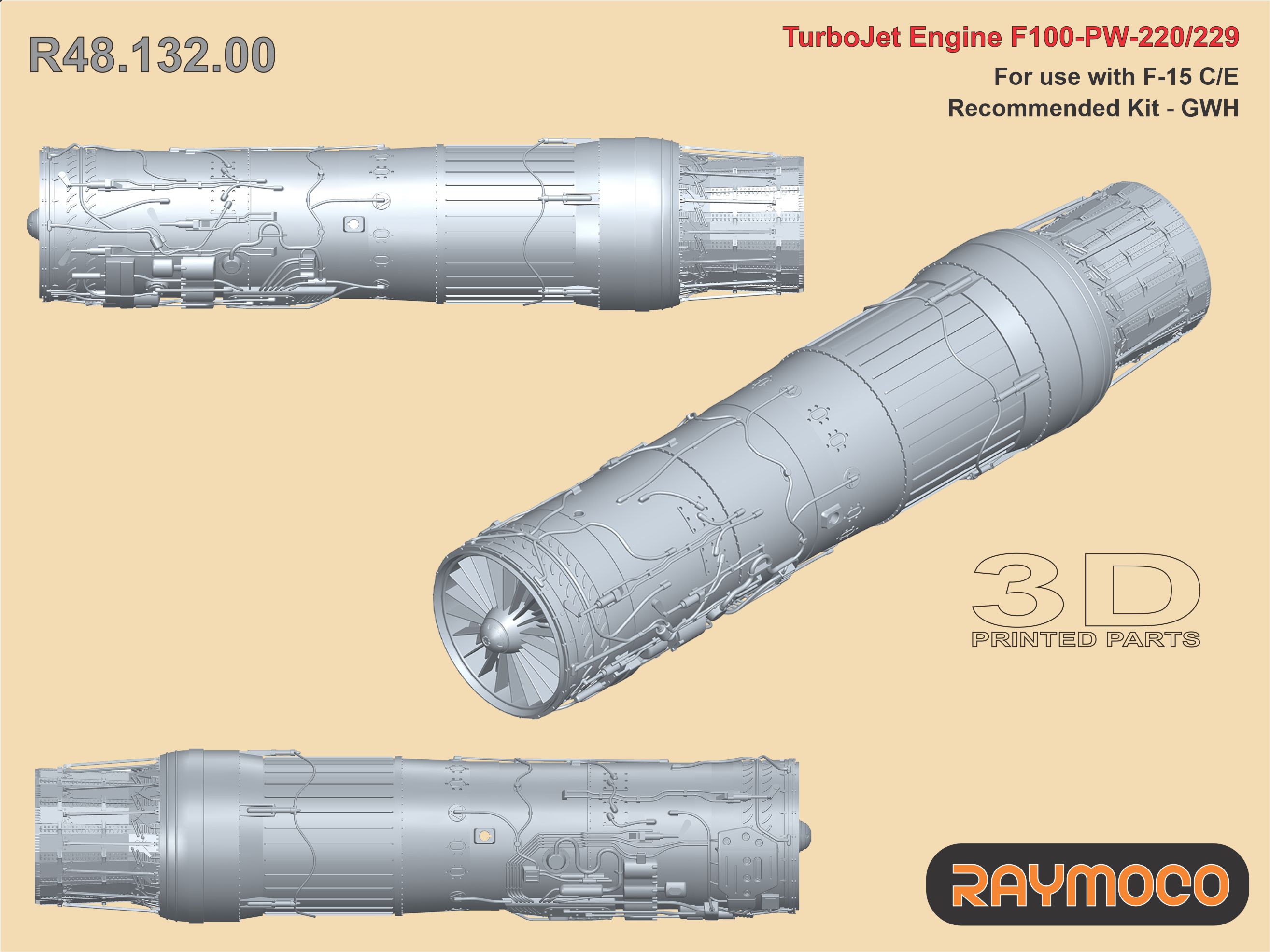 Дополнения из смолы 1/48 Turbo Jet Engine F100-PW-220/229 (Raymoco)