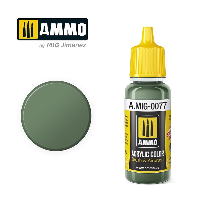 Краска акриловая DULL GREEN (пасмурно-зеленый) (Ammo Mig) (17ml)