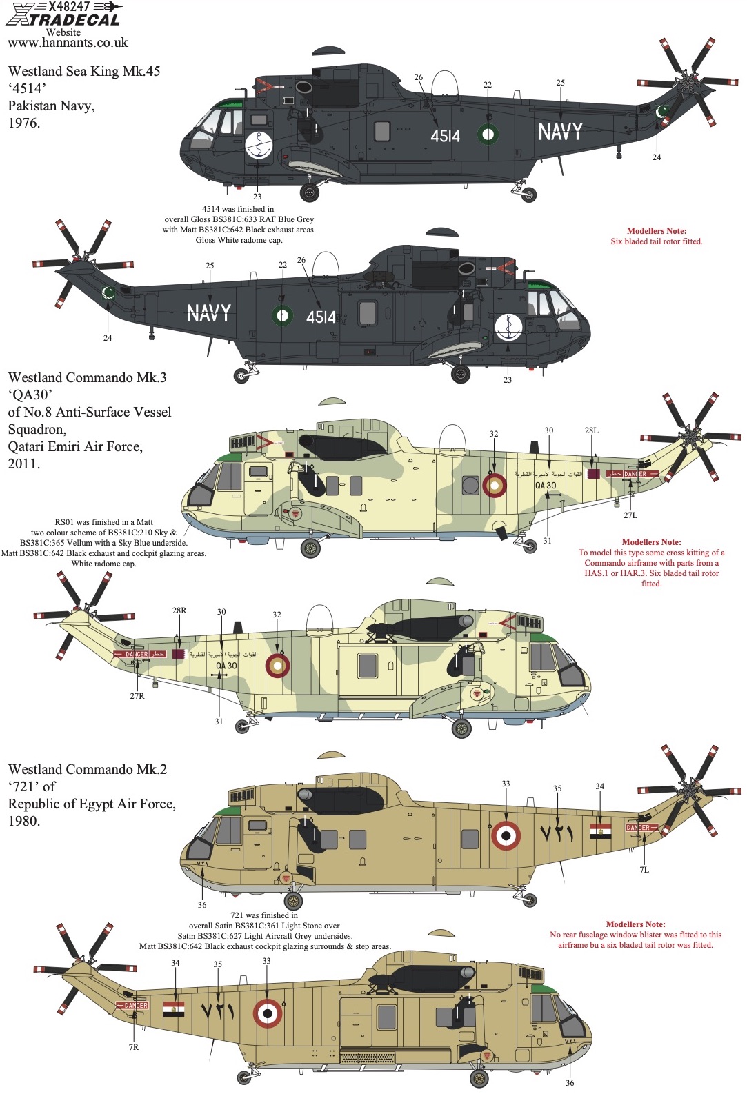 Декаль 1/48  Westland Sea King Collection Pt5 (6) (Xtradecal)
