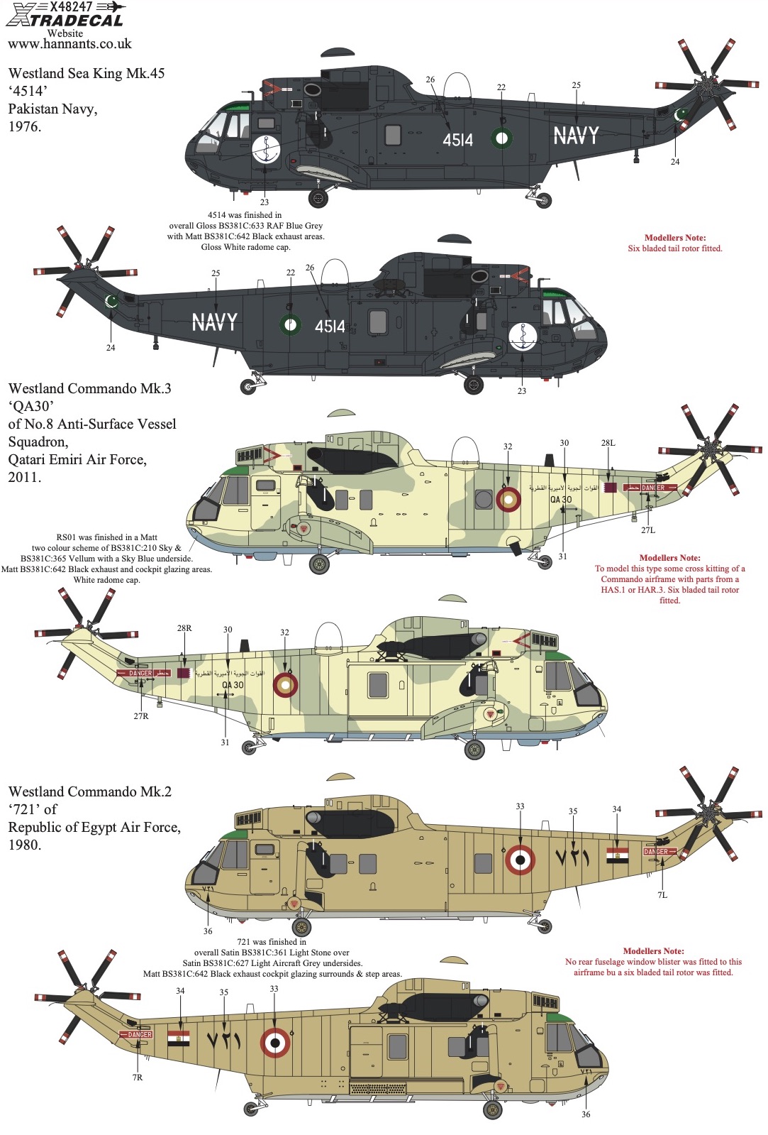 Декаль 1/48 Westland Sea King Collection Pt5 (6) (Xtradecal)