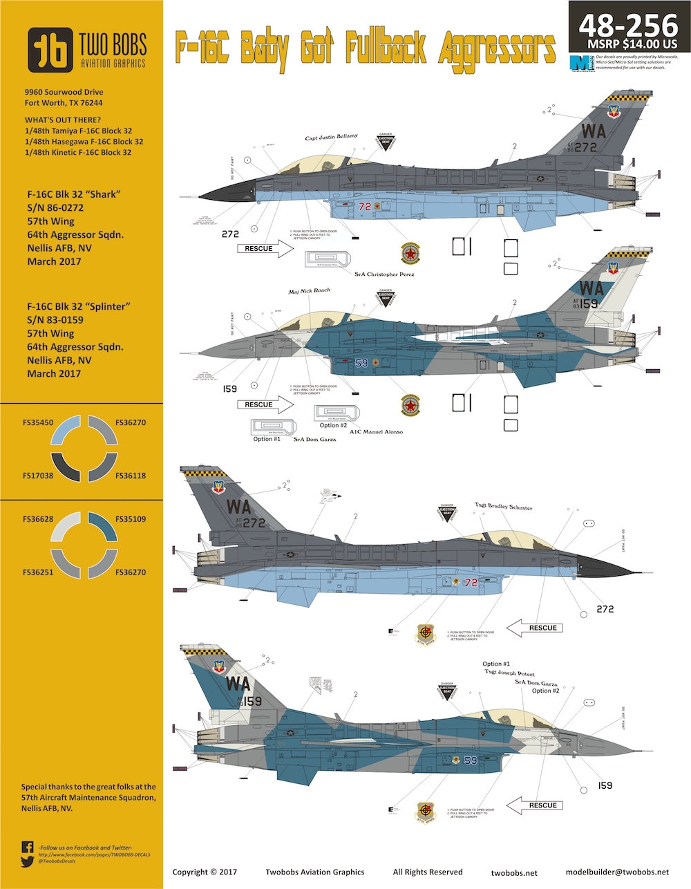 Декаль 1/48 Lockheed-Martin F-16C Fighting Falcon 'Baby Got Fullback' Aggressors (Two Bobs)