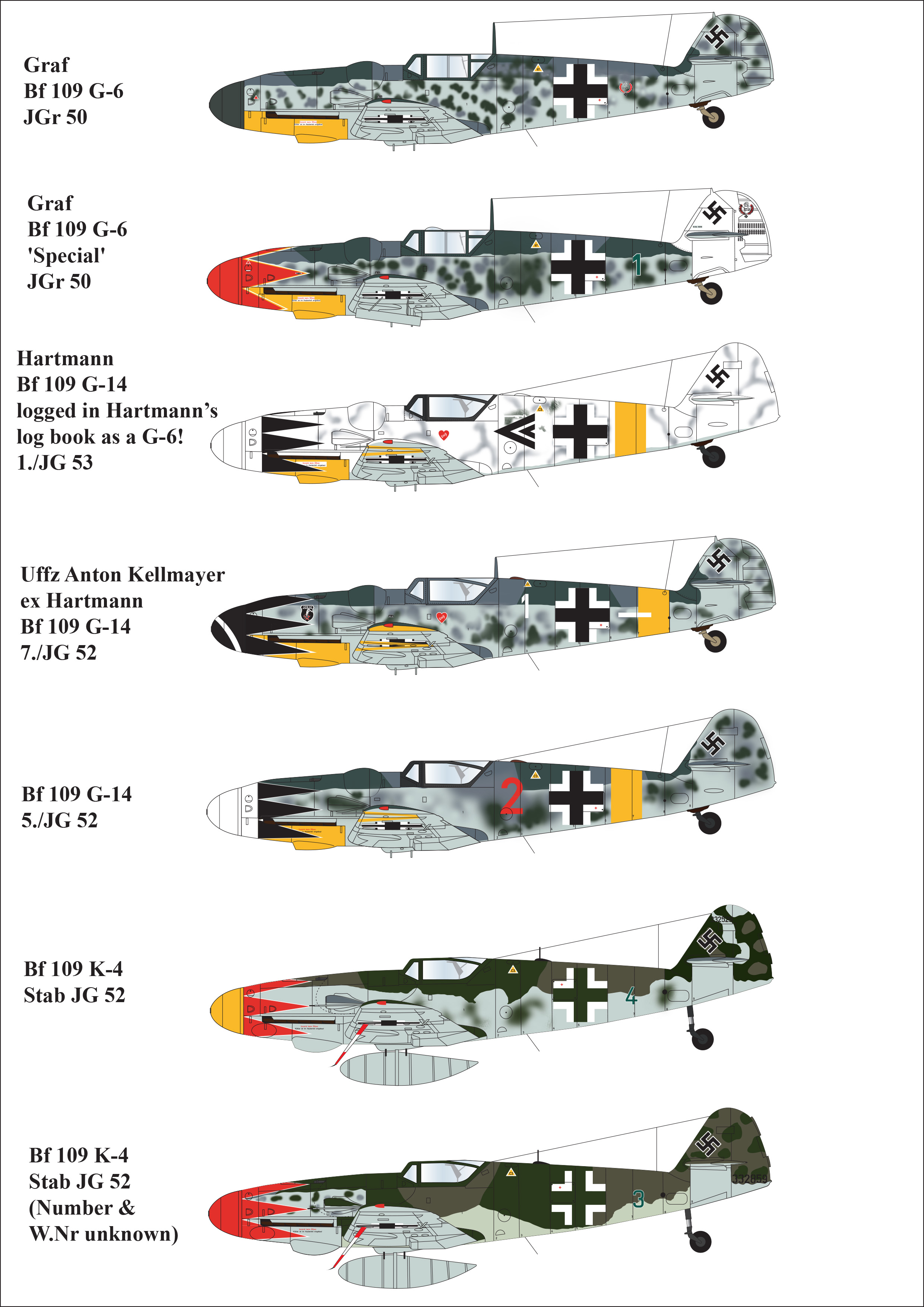 Декаль 1/72 Tulip Messerschmitt Bf-109G-6/Bf-109G-14/Bf-109K-4 (Aims)