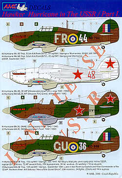 Декаль 1/72 Hawker Hurricanes in Soviet service Pt 1 (4) (AML)