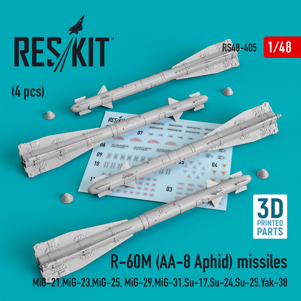 Дополнения из смолы 1/48 R-60M (AA-8 Aphid) missiles (4 pcs) (ResKit)