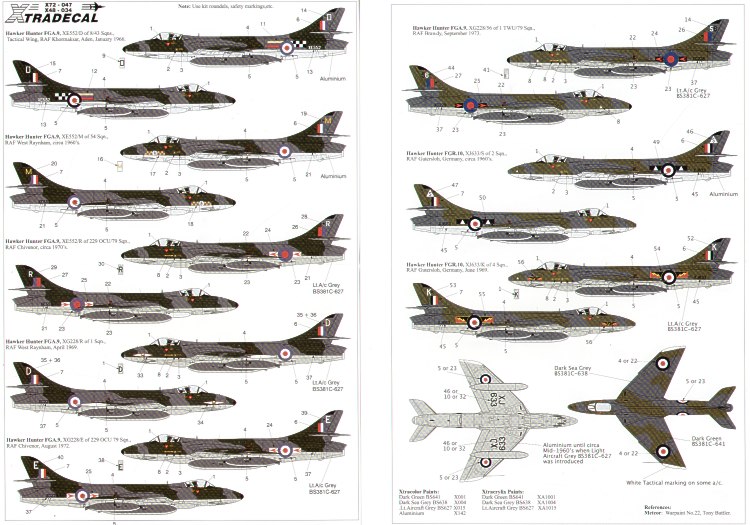 Декаль 1/72 Hawker Hunter FGA.9/FR.10 (Xtradecal)