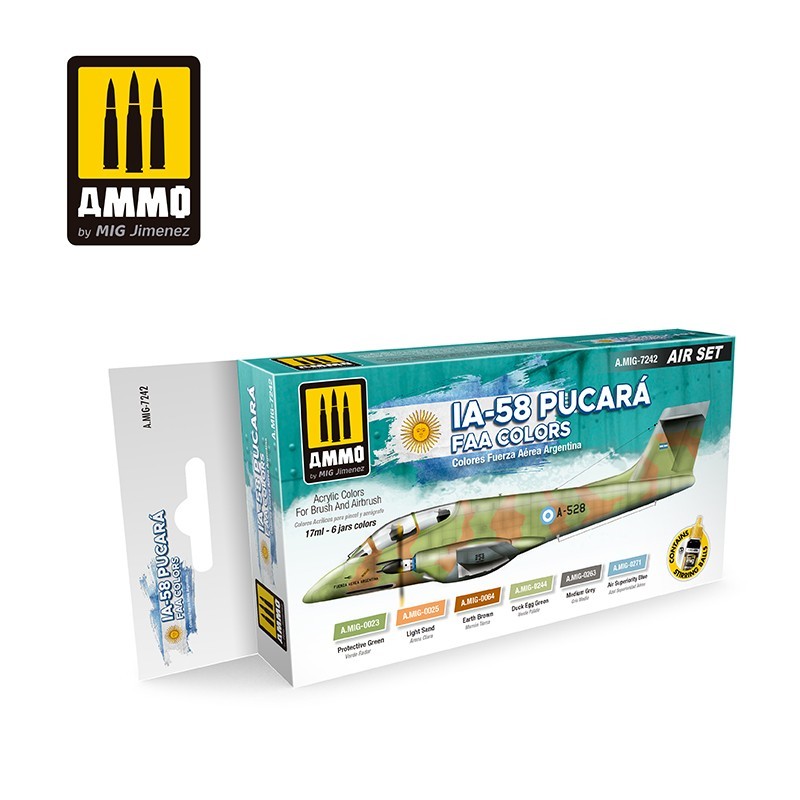 Набор акриловых красок IA-58 Pucará FAA Colors(Ammo Mig) (6x17ml)