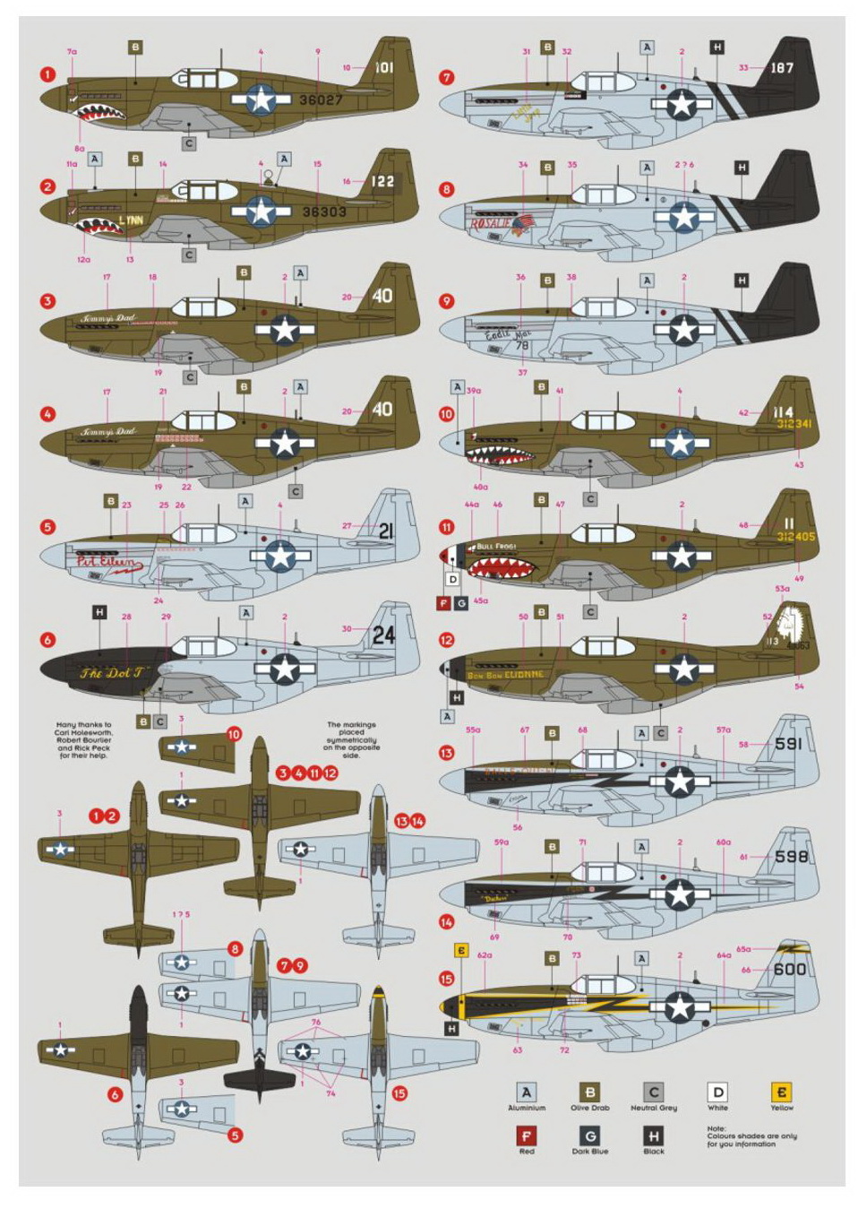 Декаль 1/72 23rd FG North-American P-51A/P-51B/P-51C & F-6C Mustang (DK Decals)