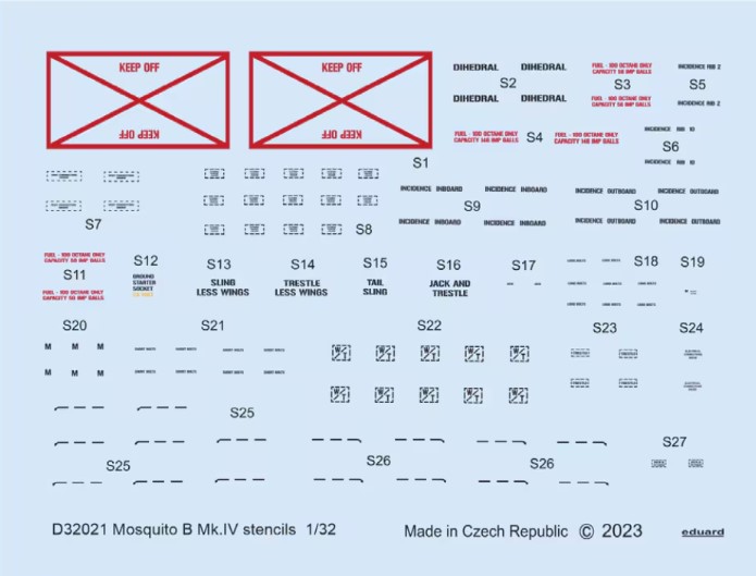 Декаль 1/32 Mosquito B Mk.IV stencils (HKM)