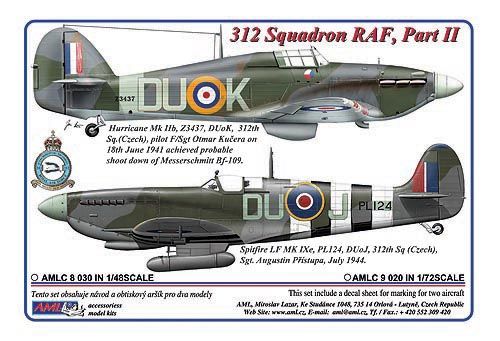 Декаль 1/72 312 th Squadron RAF, Part II / 2 decal version (AML)
