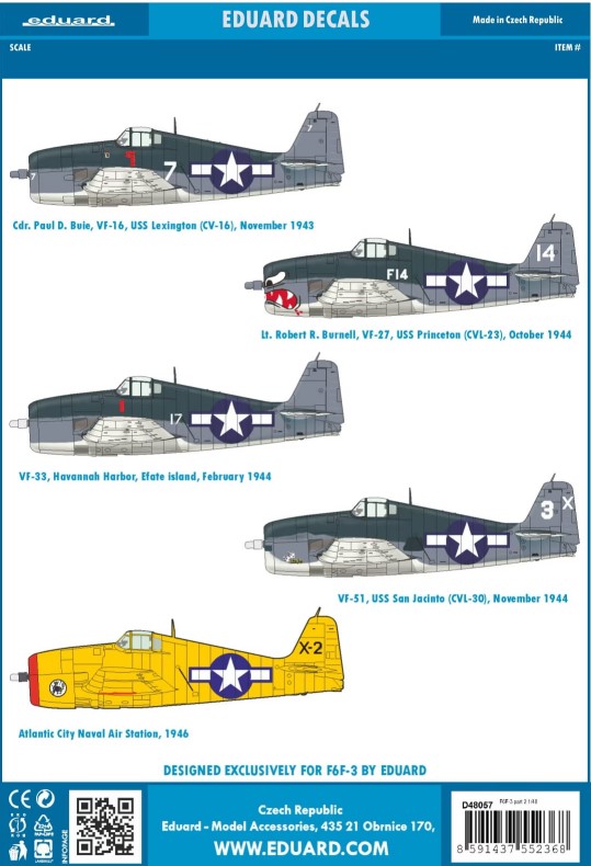 Декаль 1/48 F6F-3 part 2 (EDU)