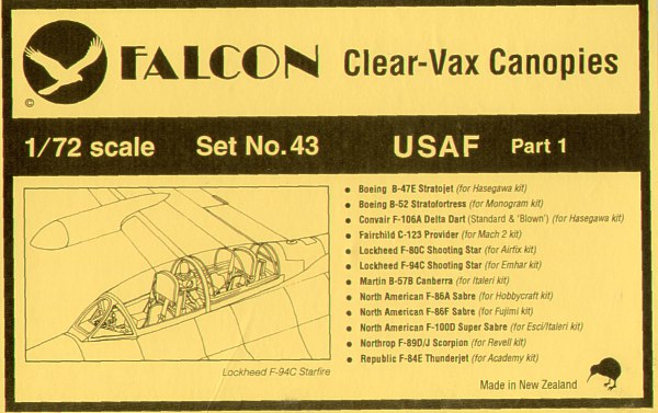 Набор остекления 1/72 ВВС США. Часть 1. 1950-е — 1980-е годы (Falcon)
