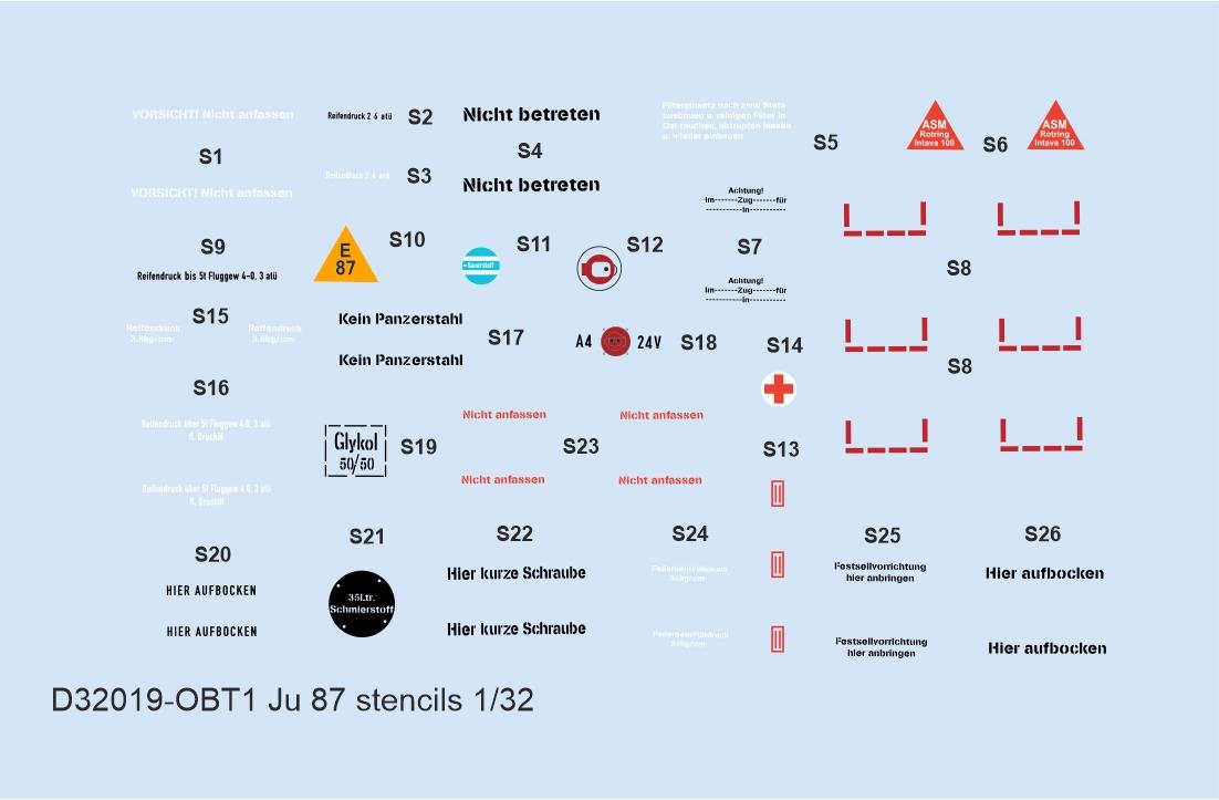 Декаль 1/32 Ju 87 stencils (HAS/TRUMP/REV)