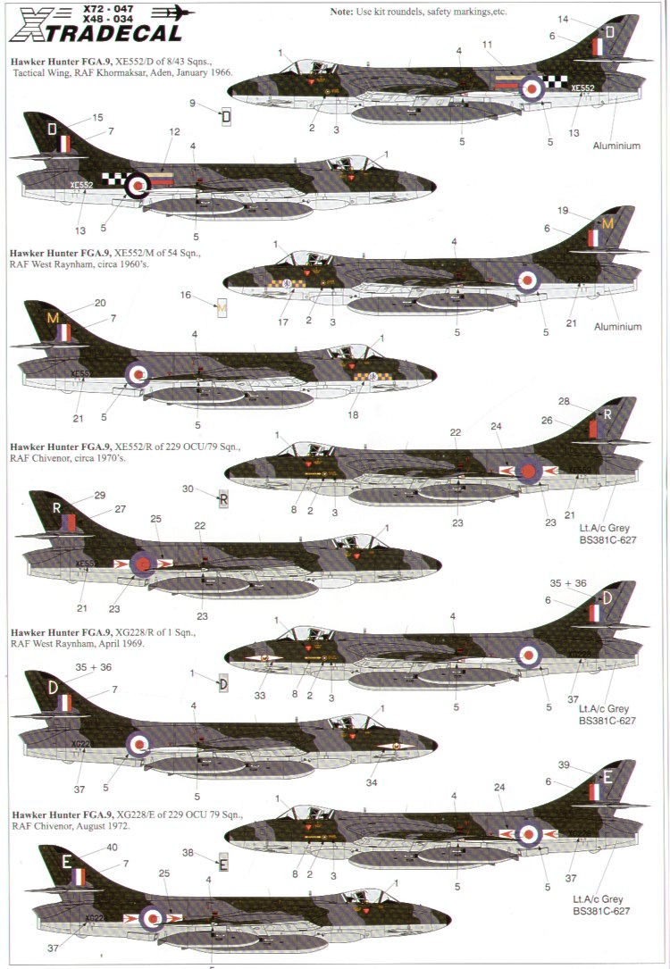 Декаль 1/48 Hawker Hunter FGA.9/FR.10 (Xtradecal)