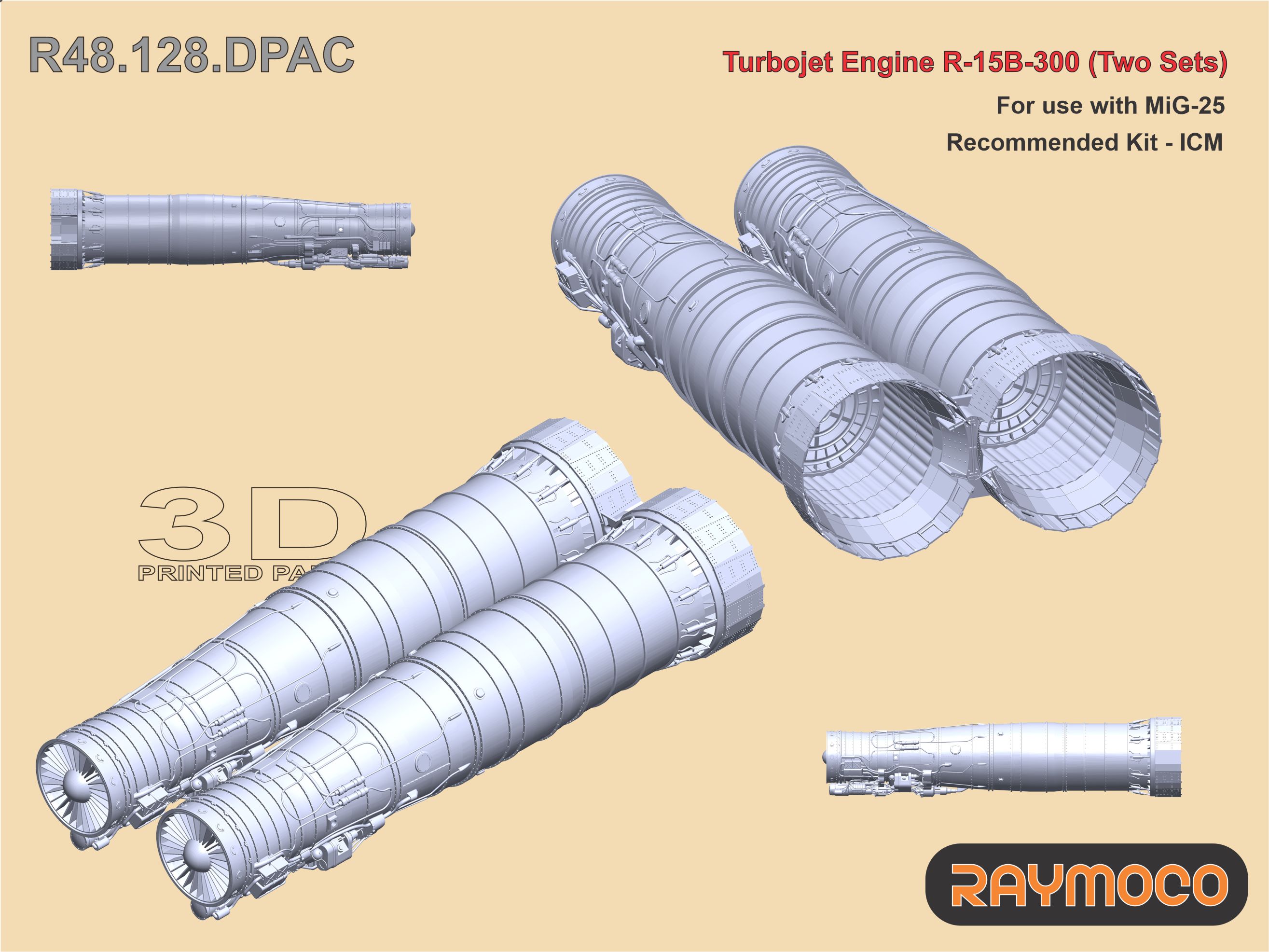 Дополнения из смолы 1/48 Turbo Jet Engine R-15B-300 (2 sets) (Raymoco)