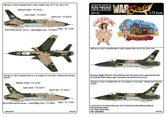 Декаль 1/72 REPUBLIC F105D THUNDERCHIEF 61-0069 CHERRY GIRL  (Kits-World)