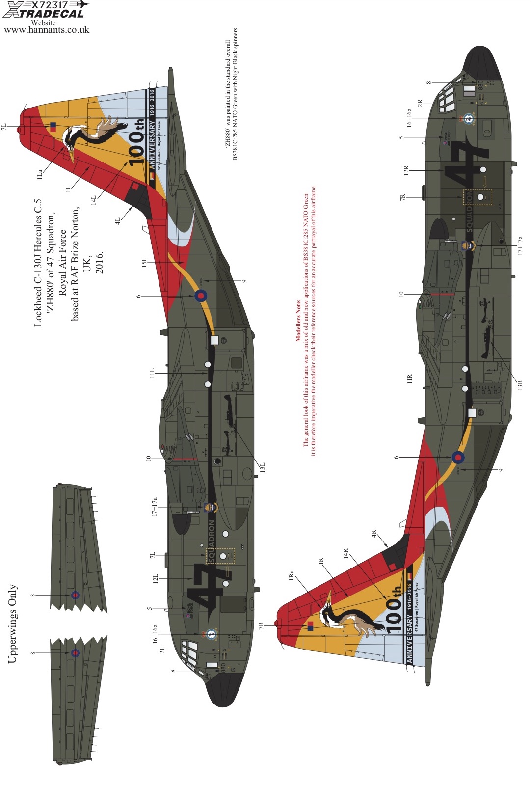 Декаль 1/72 RAF Lockheed C-130J Hercules C.5 Special Schemes Pt2 (1) (Xtradecal)