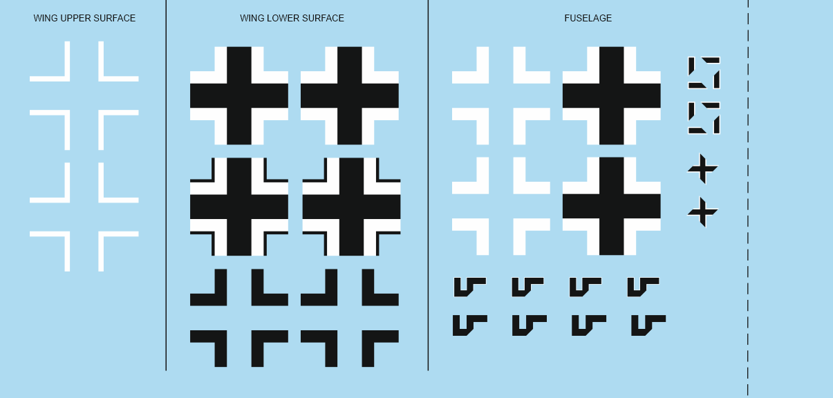 Декаль 1/48 Bf 109G-6 national insignia (EDU)